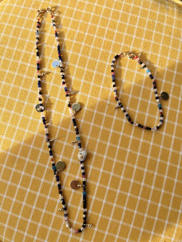 Collier + Bracelet - Or et pierres - 42cm/18.5cm